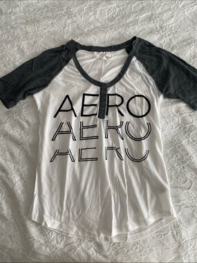 Aeropostale White Tee with Dark Gray Trim